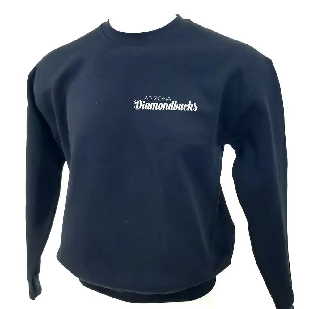 ARIZONA DIAMONDBACKS Double Script Retro Logo Black Pullover Crewneck Sweatshirt - Picture 3 of 5